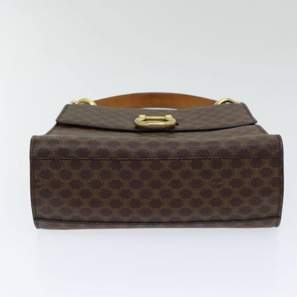 CELINE Macadam Canvas Hand Bag PVC Leather Brown Gold Auth bs16599 - Picture 5 of 16